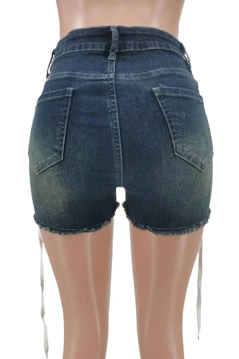 PM0430 Shoe Lace Denim Shorts