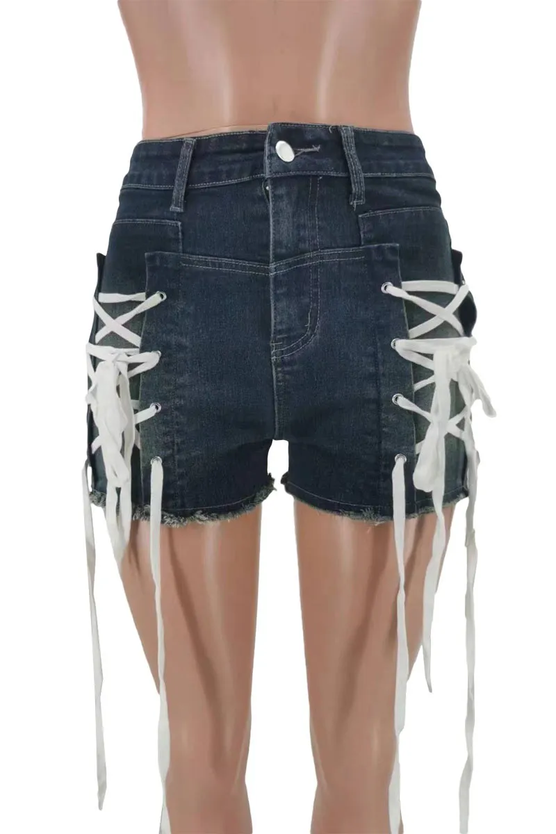 PM0430 Shoe Lace Denim Shorts