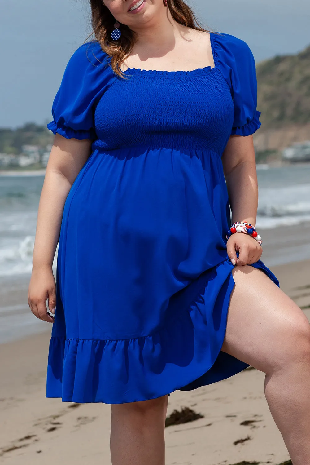 quare Neck Plus Size Mini Dress