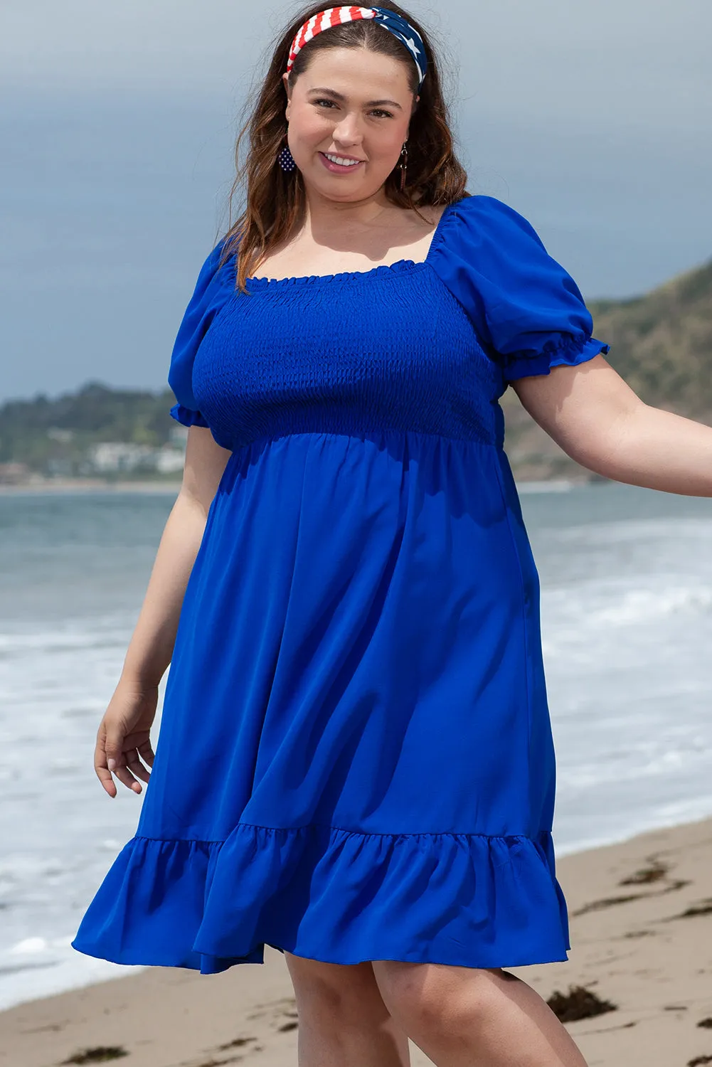 quare Neck Plus Size Mini Dress