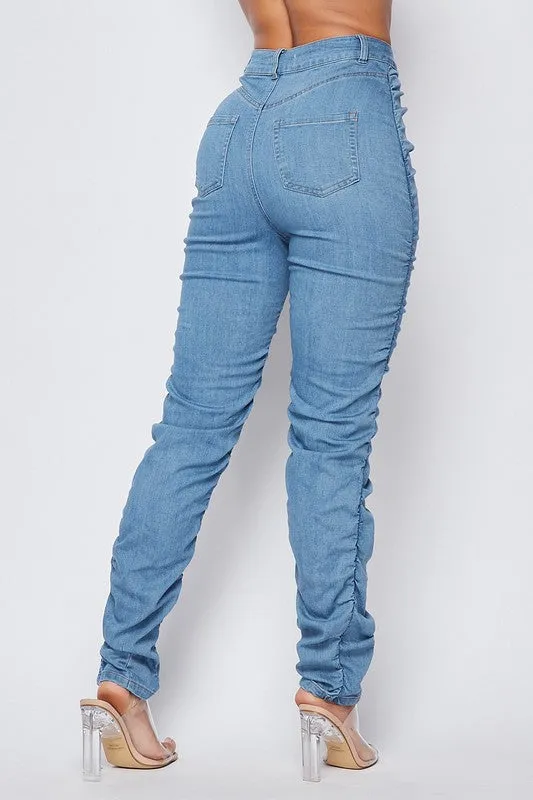 Ruched Denim Pants