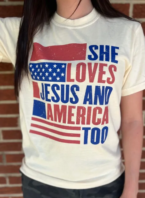 She Loves Jesus & America Too Tee