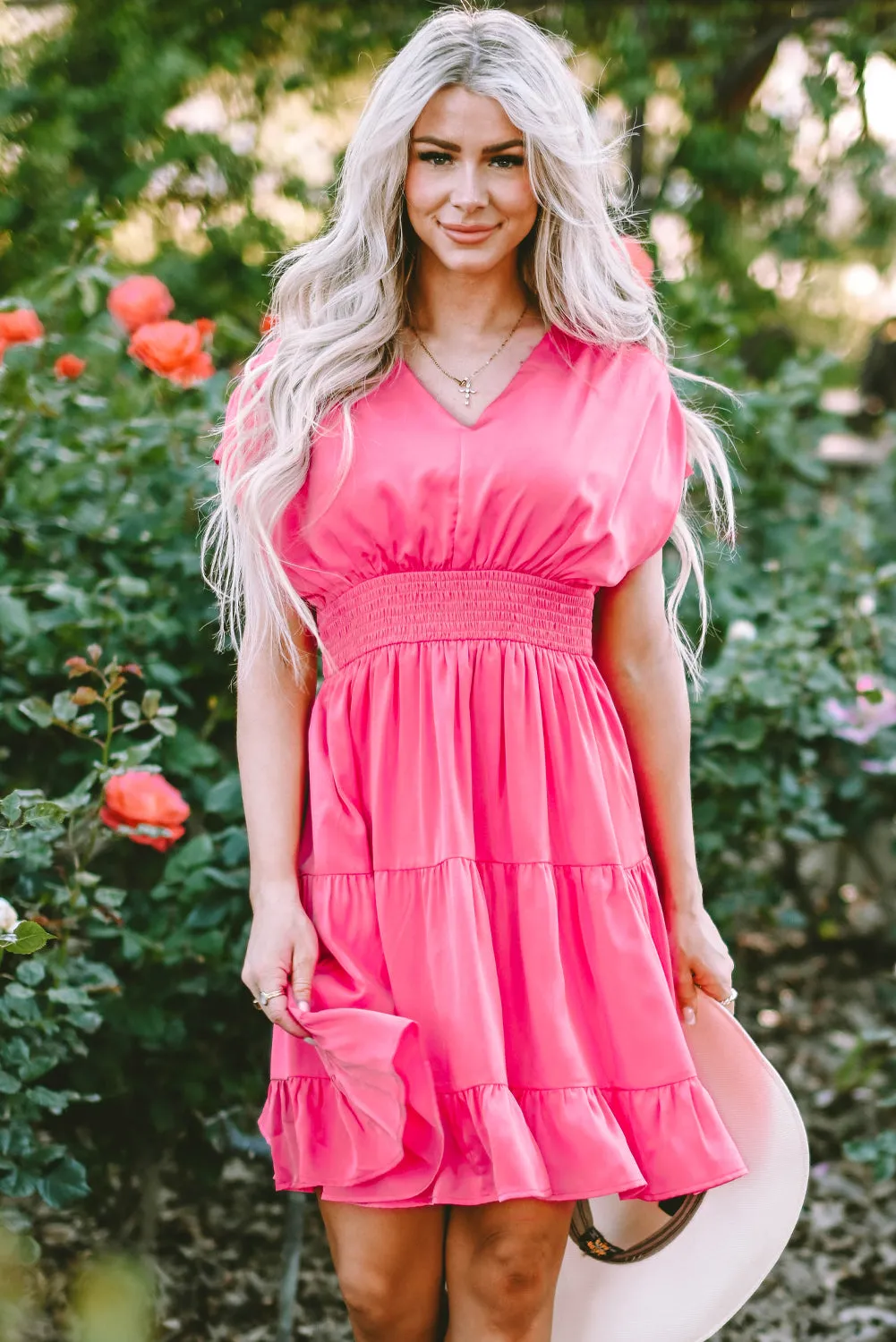 Smock Waist Tiered Ruffled Dress