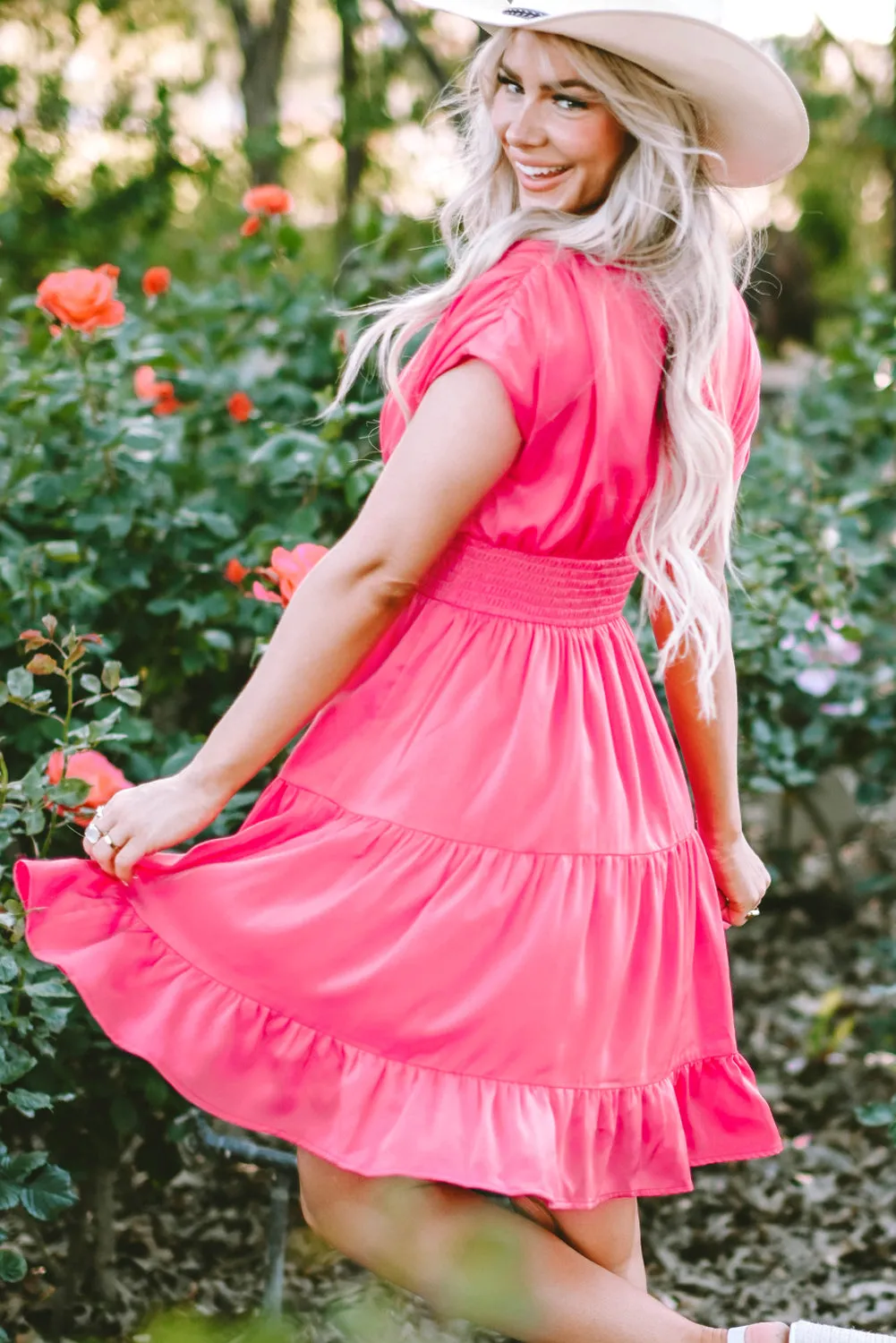 Smock Waist Tiered Ruffled Dress