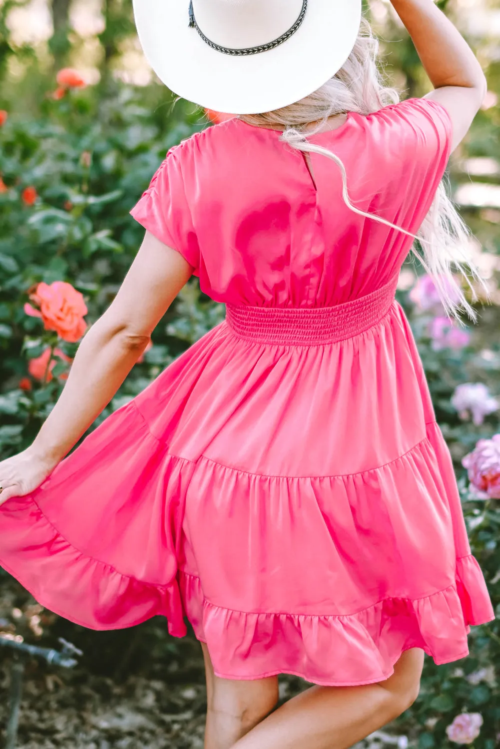 Smock Waist Tiered Ruffled Dress