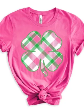 St. Patrick's Day Plaid Clover Tee