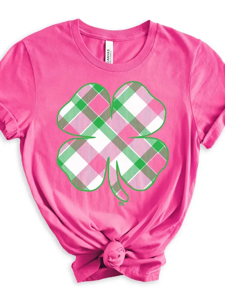 St. Patrick's Day Plaid Clover Tee