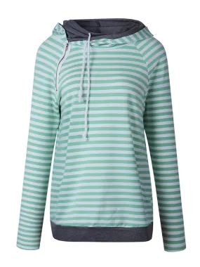 Stripe Patchwork Women Hoodies