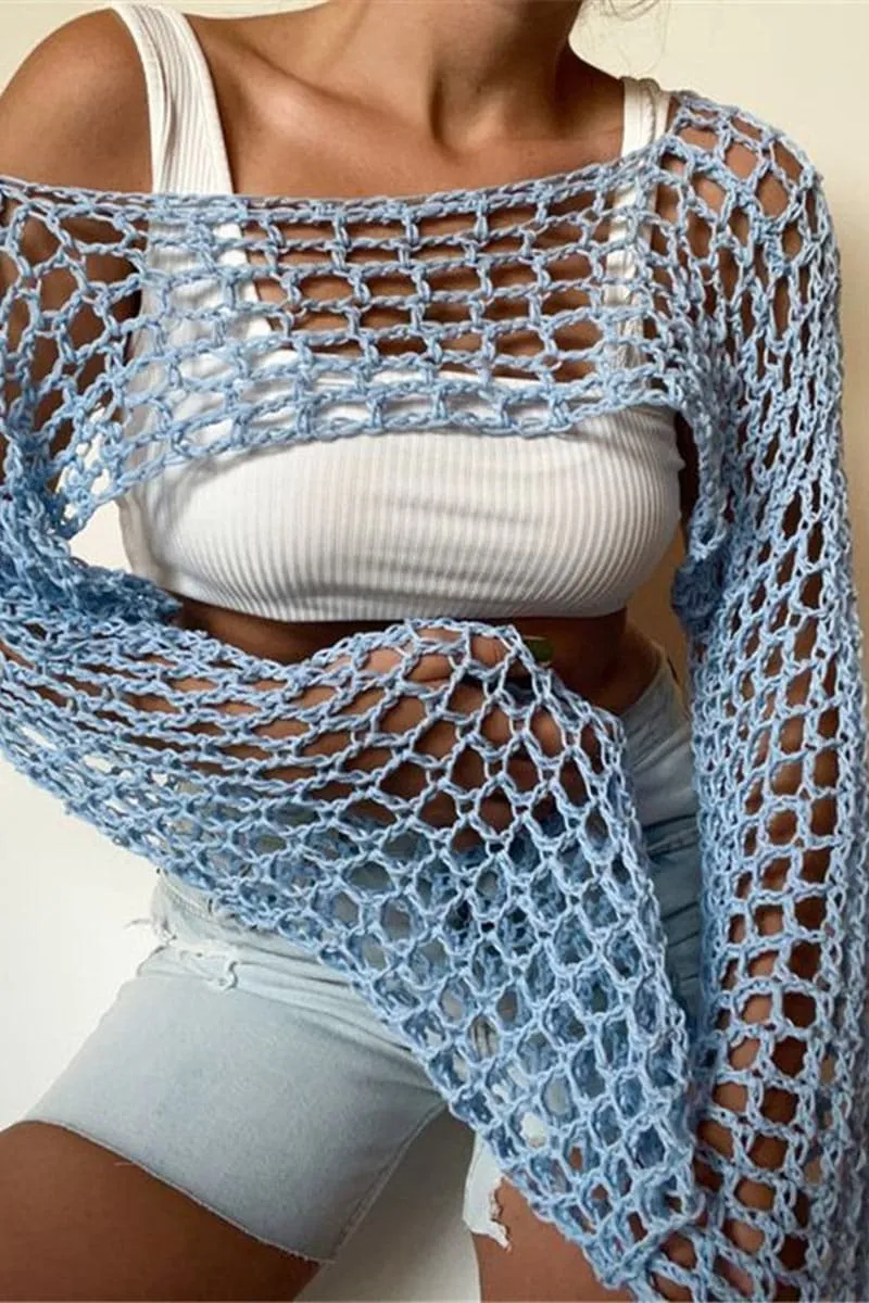 TB905 Sexy Hollow Crochet Top