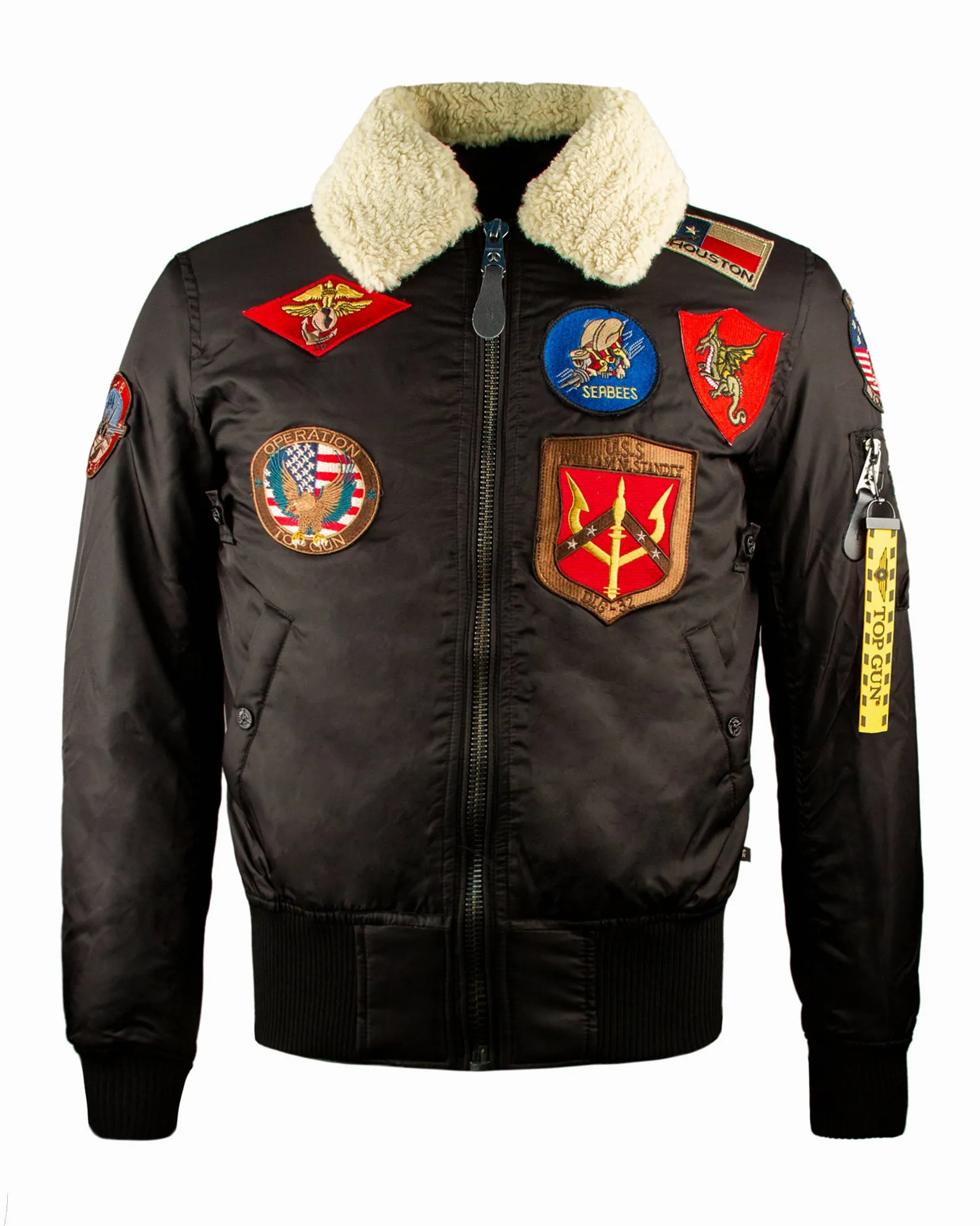 TOP GUN® OFFICIAL B-15 MEN'S FLIGHT BOMBER JACKET WITH PATCHES