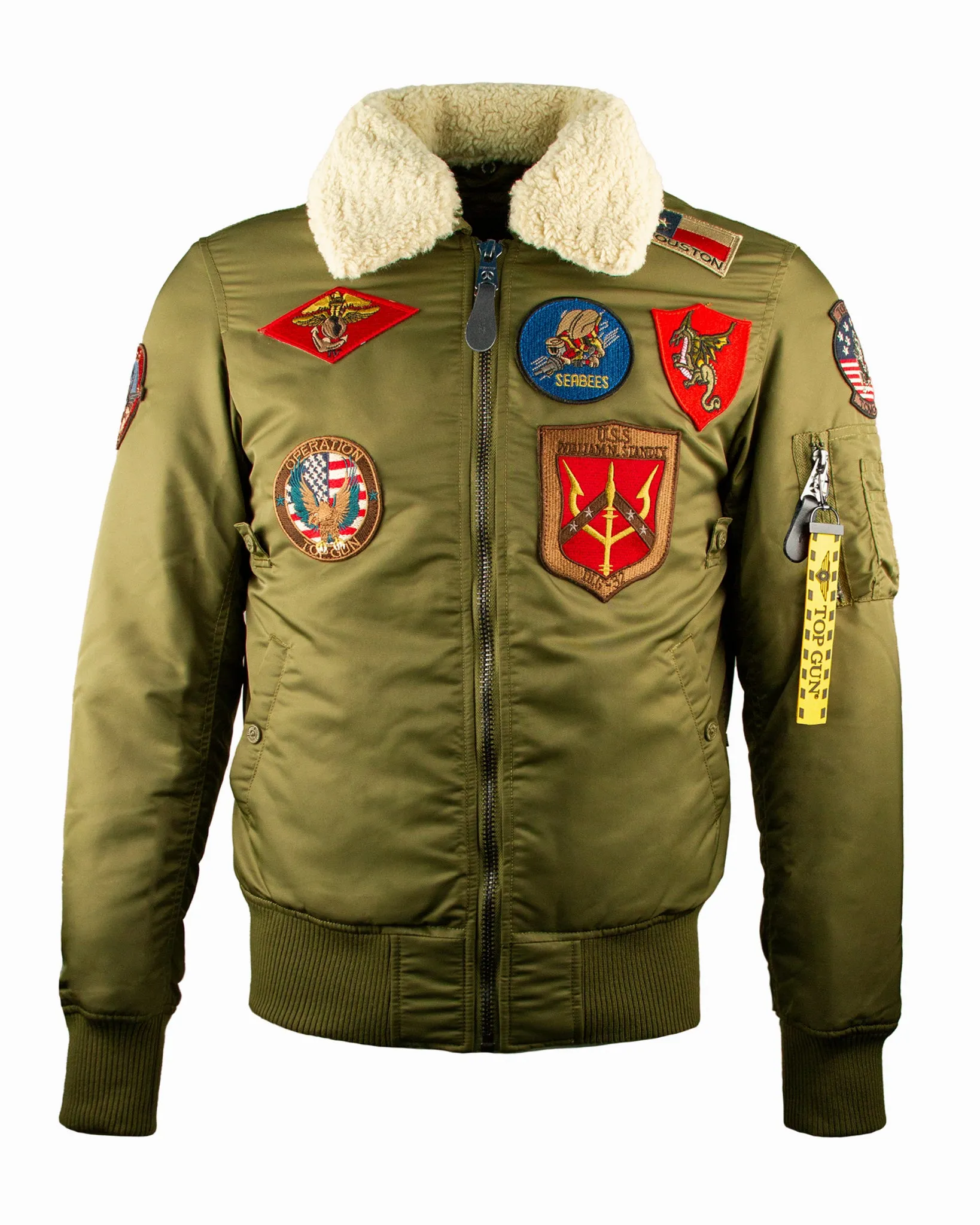 TOP GUN® OFFICIAL B-15 MEN'S FLIGHT BOMBER JACKET WITH PATCHES