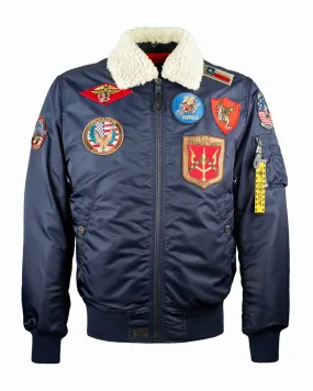 TOP GUN® OFFICIAL B-15 MEN'S FLIGHT BOMBER JACKET WITH PATCHES