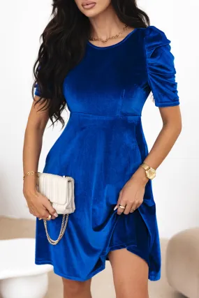 Velvet Ruched Short Sleeve Mini Dress