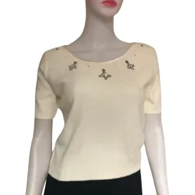 Vintage 1950s Embellished Cropped Sweater