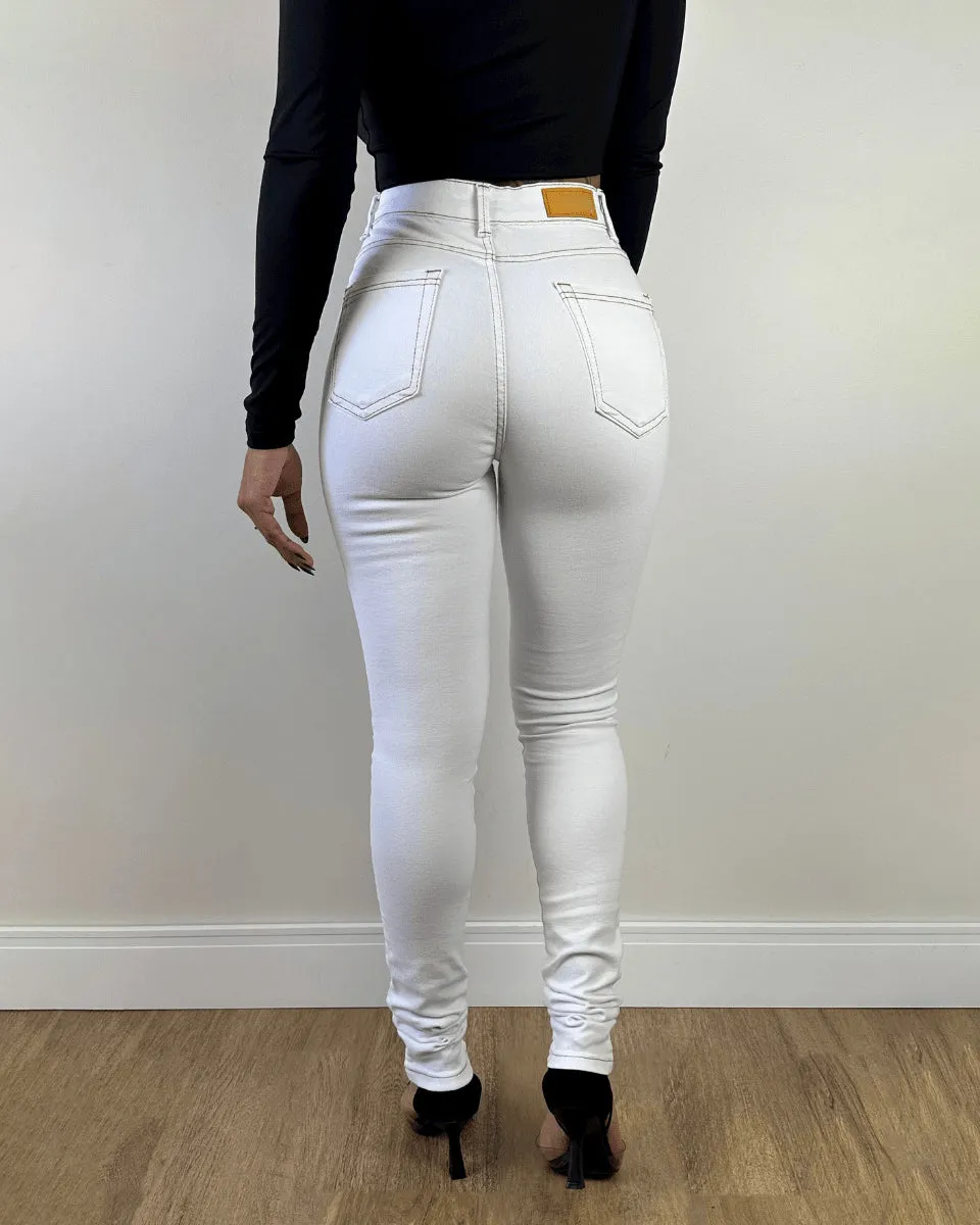 Weiße Skinny-Jeans mit Slim-Fit und Po-Lifting-Effekt