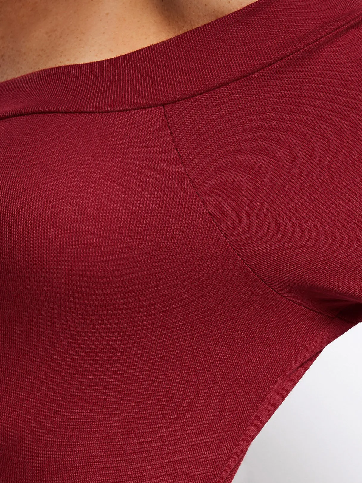 Wholesale Burgundy Off The Shoulder Long Sleeve Plain Bodycon Mini Dresses