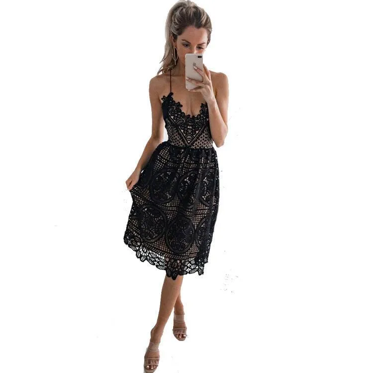 Women Lace Backless Short Dresses